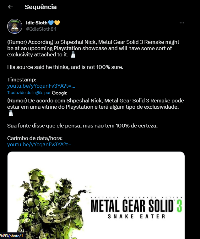 Metal Gear Solid 3 Remake pode ser anunciado no PlayStation Showcase como  um exclusivo PS5